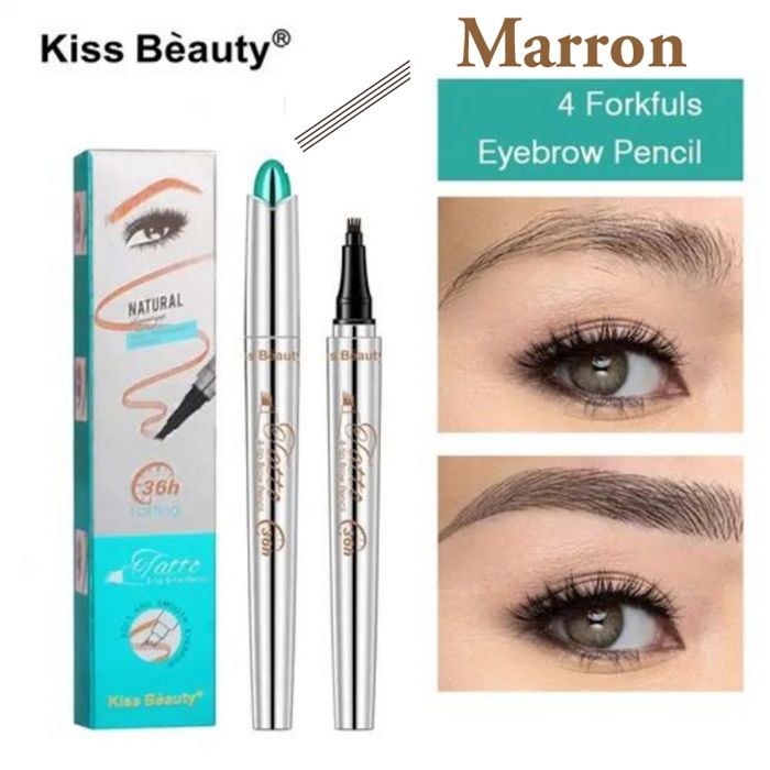 Eye liner - Crayon à sourcils 4 pointes - Couleur Marron - Waterproof - Effet satiné