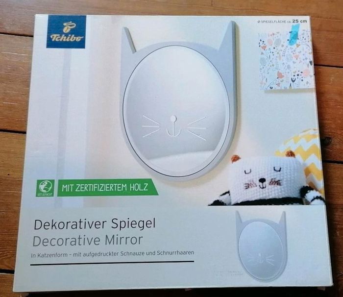 Tchibo Miroir décoratif en forme de chat pour chambre 25 cm