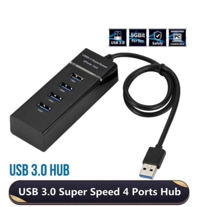 Hub USB Adaptateur Alimenté 4 Ports USB (3.0) à Haute Vitesse 5GBps SuperSpeed