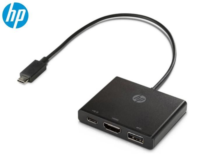 Câble 3 en 1 - HP - Type-C vers HDMI/USB 3.0 - Connecteur USB-C - Connecteur HDMI - Connecteur USB 3.0