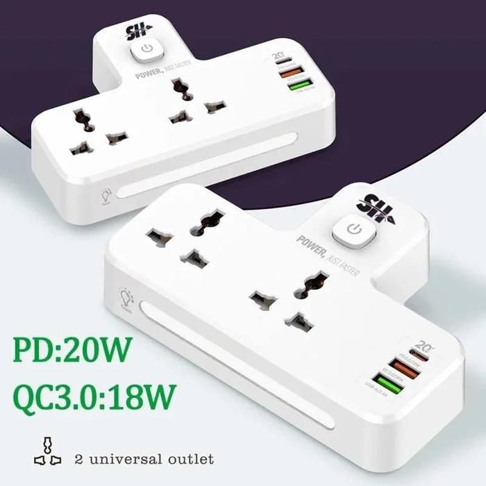 Multiprise universelle - Sh - Ps-13 - 1 USB-C - 2 USB-A - Charge rapide PD & QC3.0