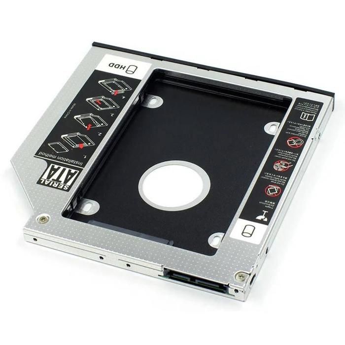 Caddie en aluminium - Non spécifié - 2ème disque dur SATA - 9,5mm - Adaptateur DVD - Portable