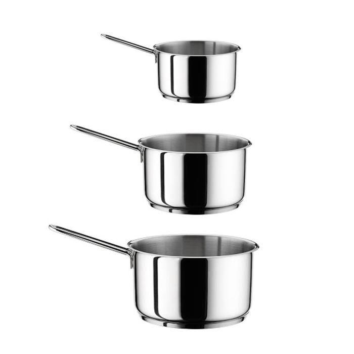 Casseroles - Inox - Lot de 3 - 16, 18 et 20 cm - Poignées ergonomiques - Design élégant