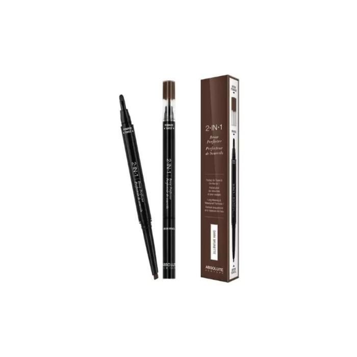 Crayon à sourcils - ABSOLUTE - Perfecter 2-en-1 - DARK BRUNETTE - Waterproof - Pratique