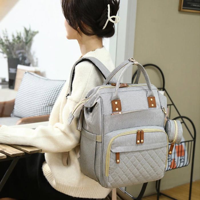 SAC A DOS A LANGER MATELASSÉ GRIS