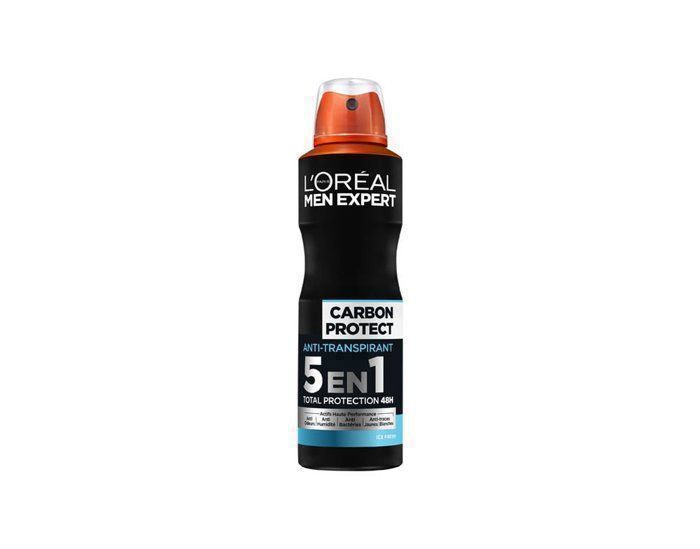 Déodorant Spray - L'ORÉAL MEN EXPERT - Carbon Protect - 150ml - Anti-transpirant 5 en 1 - Parfum frais