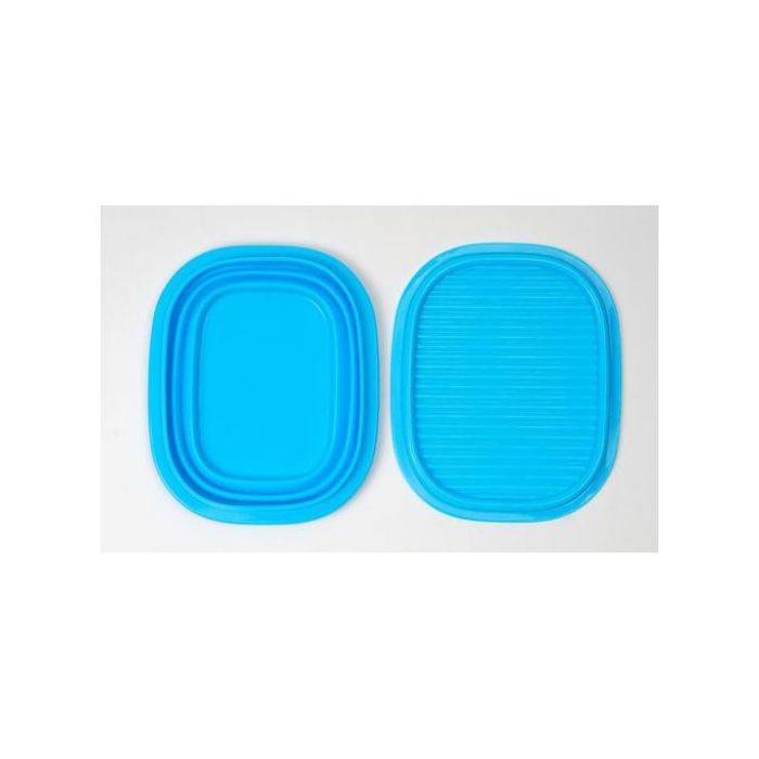 Boîte de repas alimentaire - Silicone - Carré - Bleu - Pliable - 1 Litre