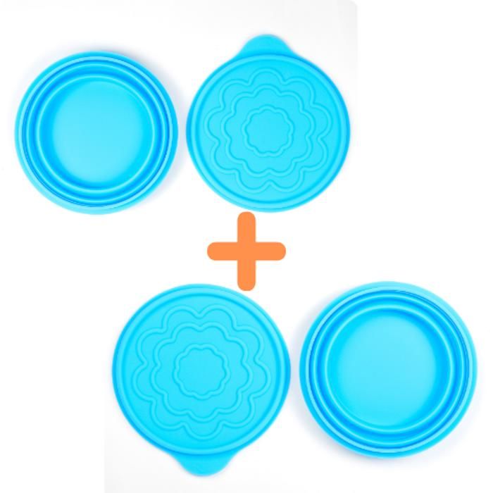 Boîte de repas alimentaire - Silicone - Ronde - Pliable - Bleu - 0.8 Litre