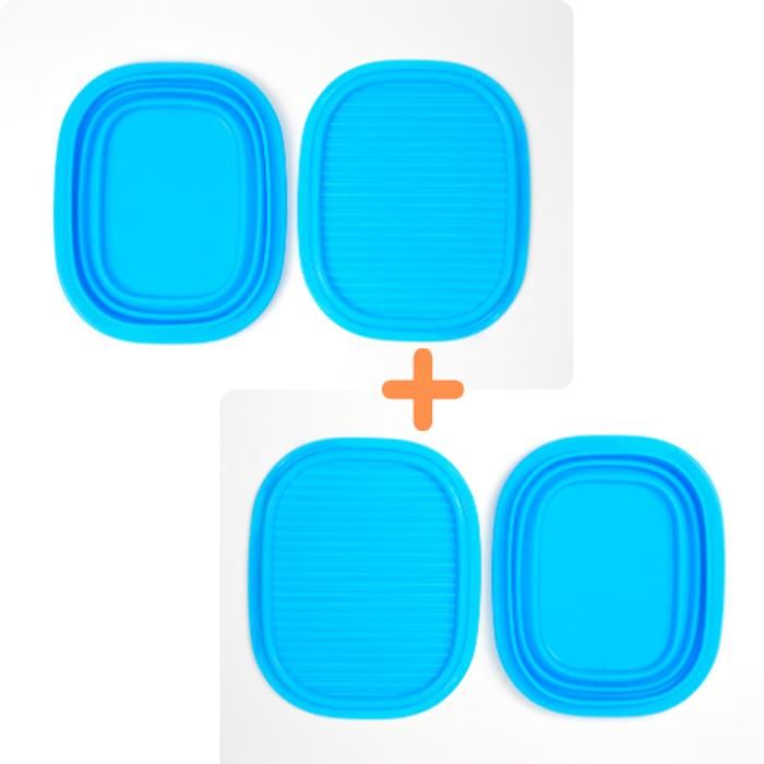 Boîte de repas alimentaire - Non spécifié - Ronde - Silicone pliable - Bleu - 0.8 Litre