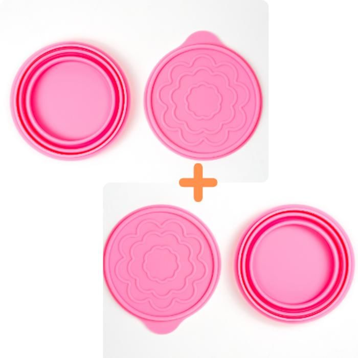 Boîte de repas alimentaire - Silicone - Ronde - Rose - Pliable - 0.8 Litre