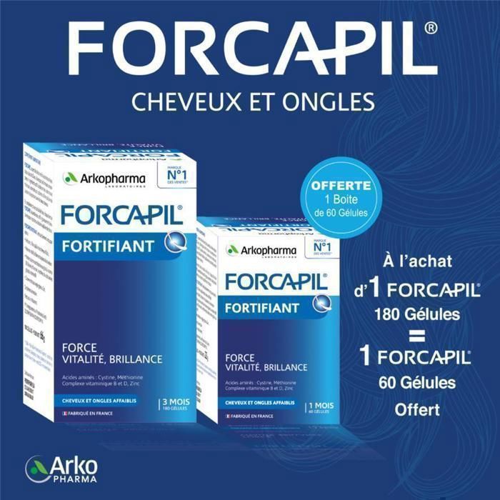 Forcapil Pack 180 Gélules + 1 Boite de 60 Gélules