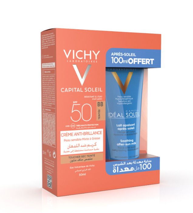 Vichy Capital soleil crème anti-brillant Teinte + après soleil 100ml pack