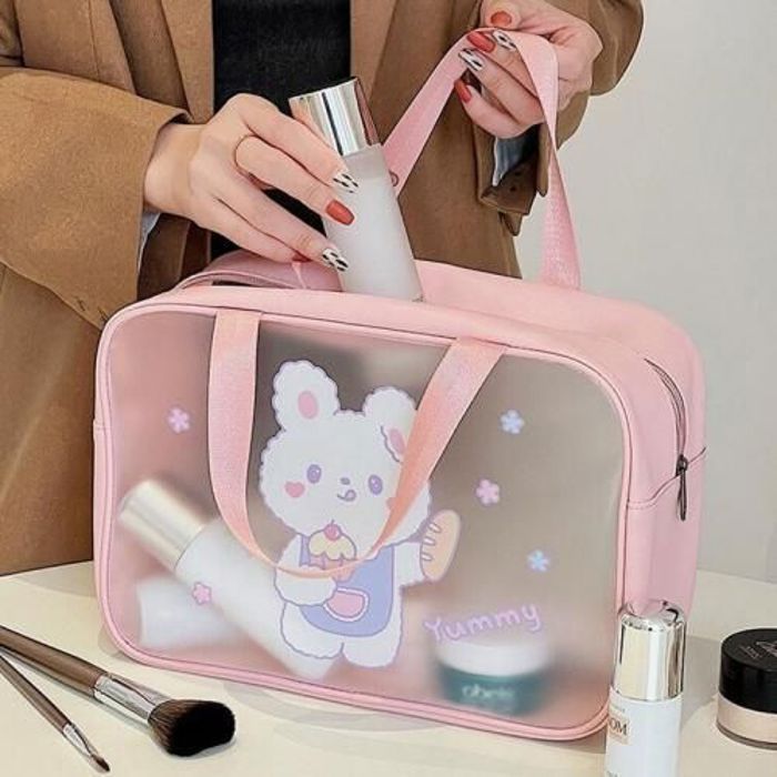 Sac de Maquillage Cake Rabbit Large Capacité Transparent et Étanche