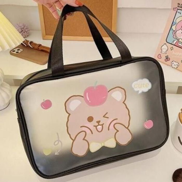 Sac de Maquillage Cute Bear Large Capacité Transparent et Étanche