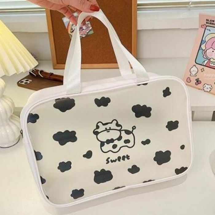 Sac de Maquillage Black Cow Large Capacité Transparent et Étanche