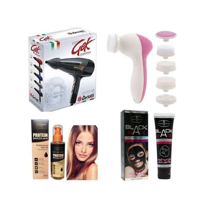 Pack de soins - Gek - 4 en 1 - Sèche cheveux 3800 - Sérum 100ml - Masque noir 120ml