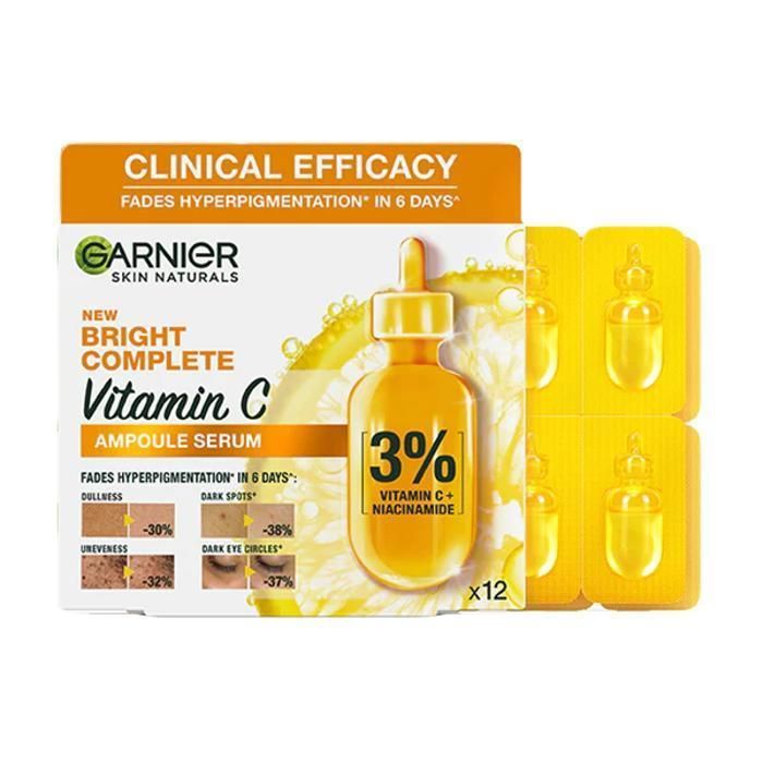 Sérum en Ampoule - GARNIER - Bright Complete - 3% Vitamine C - Niacinamide - 12 pcs