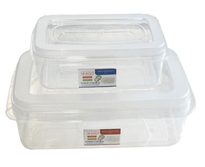 LOT 2 BOITES HERMETIQUES 3.4 L+1.2 L TRANSPARENTES