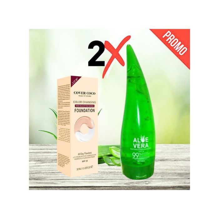 PACK 2 Pcs - Nouveau Fond de teint + Gel Aloe Vera Naturel