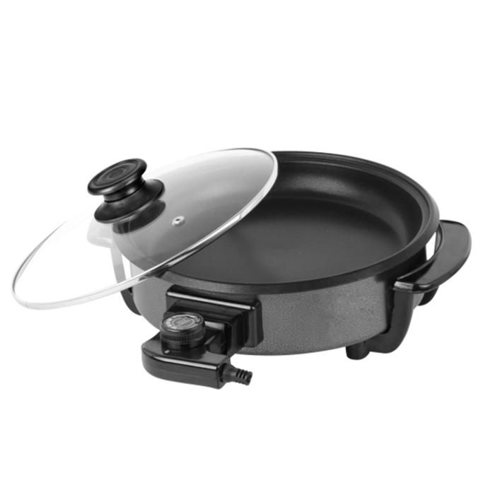 Poêle à pizza - Lamacom - Électrique - 1500W - Couvercle en verre - Anti-adhésif