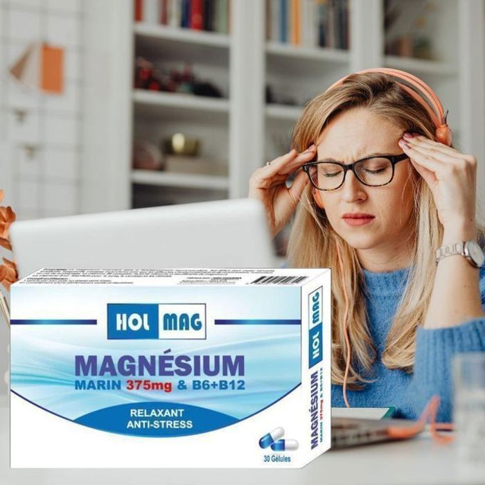 Magnesium Marin 375mg + B6 + B12 capsule - Stress, fatigue, Soutien osseux et cardiovasculaire