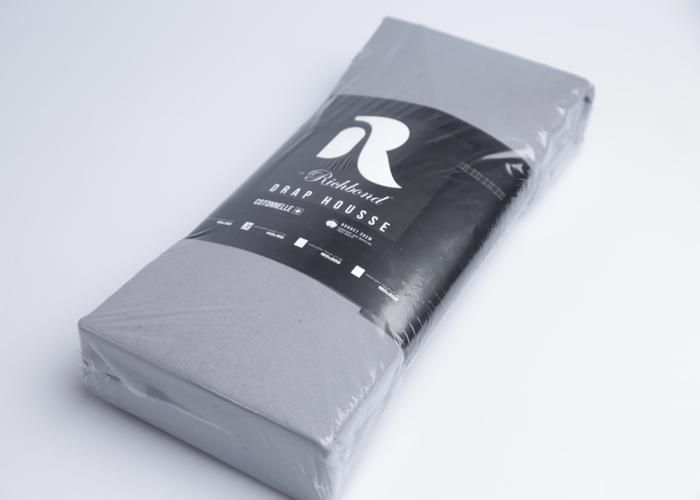 Drap Housse - RICHBOND - Twin 140x190 - Coton Naturel - Gris Clair - Lavable