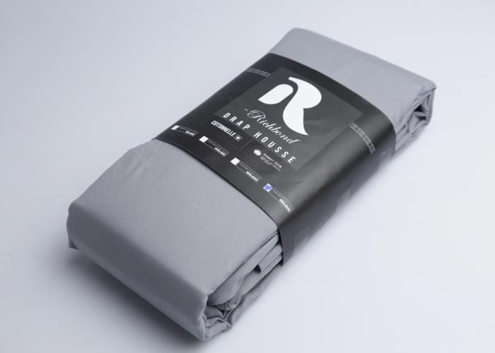 Drap Housse - RICHBOND - King 180x200 - Coton - Gris Clair - Lavable