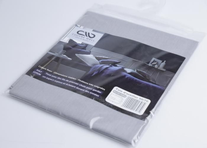 Taie d'Oreiller - COUVRE WELL - 50x70 cm - Polycoton - Gris - 115g 76 Fils