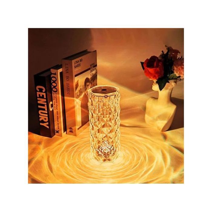 Lampe de Table LED Tactile - Modèle Cristal - 16 Couleurs - Design Contemporain - Ambiance Romantique