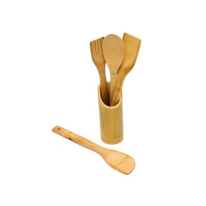 Ustensiles de Cuisine - Naturel - 4 Pièces - Bambou - Contemporain - Design