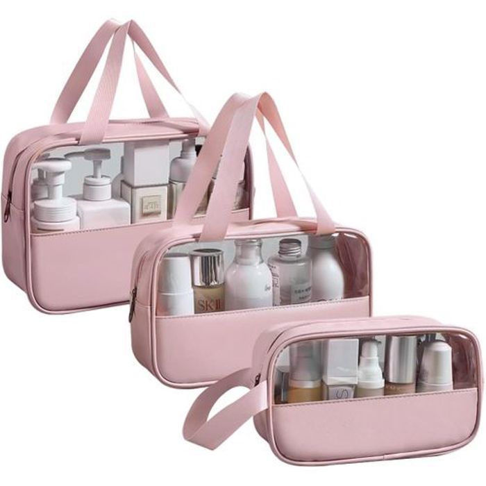 Pack 3Pcs Sac de Maquillage Large Et Moyen avec Trousse Transparent