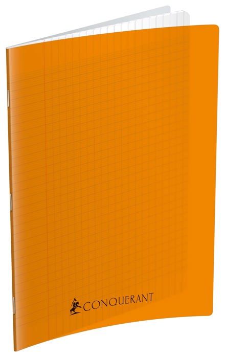 Cahier A4 - Conquerant - 400099760 - 192 Pages - Couverture Polypro Orange - Grands Carreaux Seyes