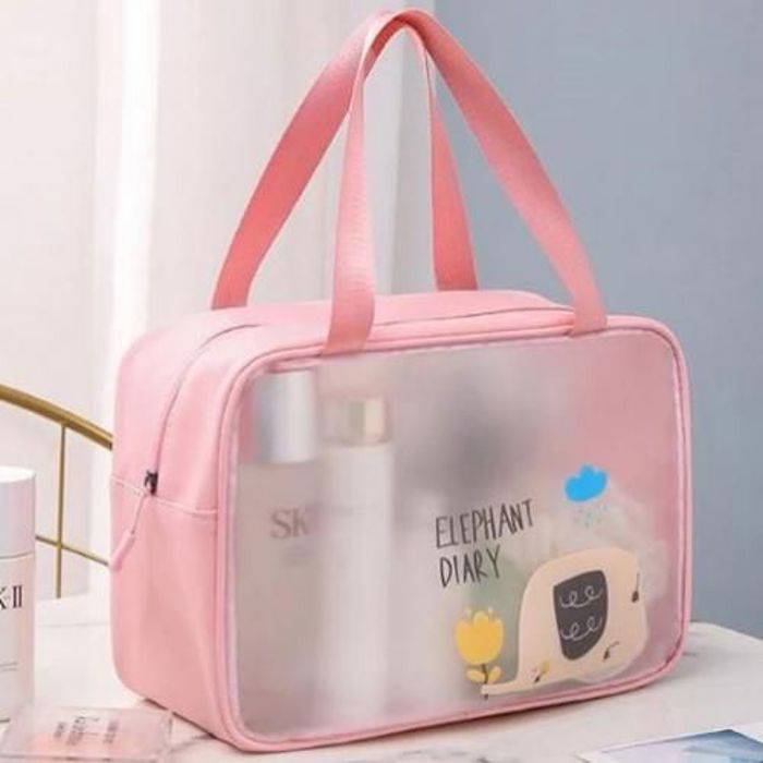 Sac de Maquillage Elephant Diary Large Capacité Transparent et Étanche