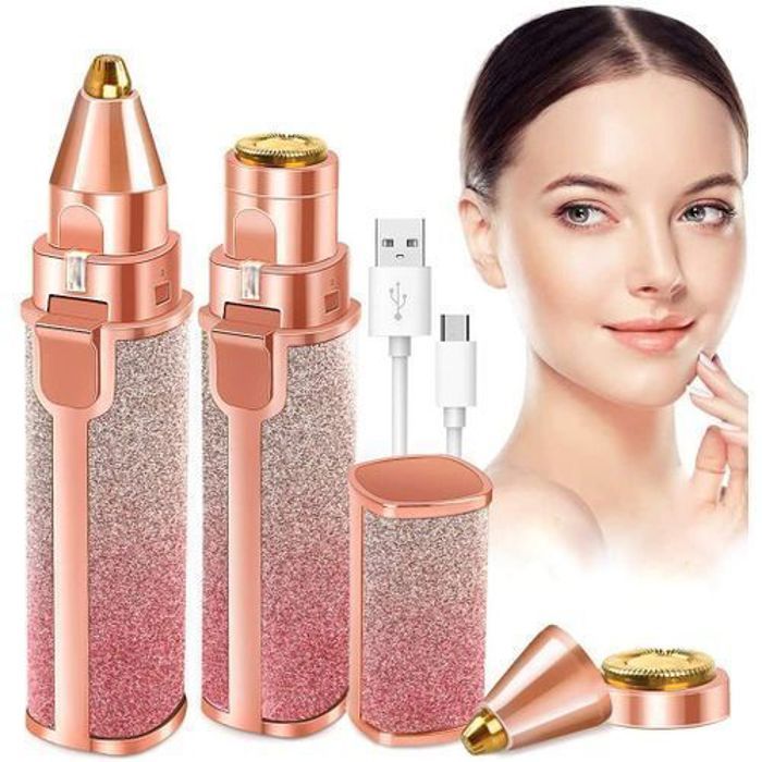 2 en 1 Epilateur électrique à sourcils , Visage corps Rechargeable USB