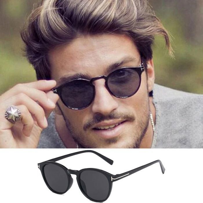 Lunettes de soleil Unisexe rondes noir + pochette