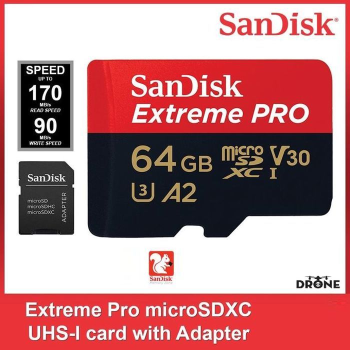 Sandisk Carte memoire microSDXC Extreme PRO 64GB Drone jusqu'à170 Mo/s