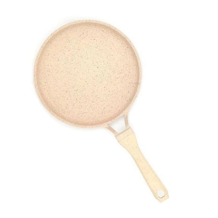 Poêle à Crêpes et baghrir - Granit - 20 cm - Antiadhésif - Compatible tous feux - Beige