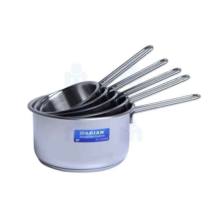 Casseroles - ARIAN - Lot de 5 - Inox - Compatible induction - Facile à nettoyer