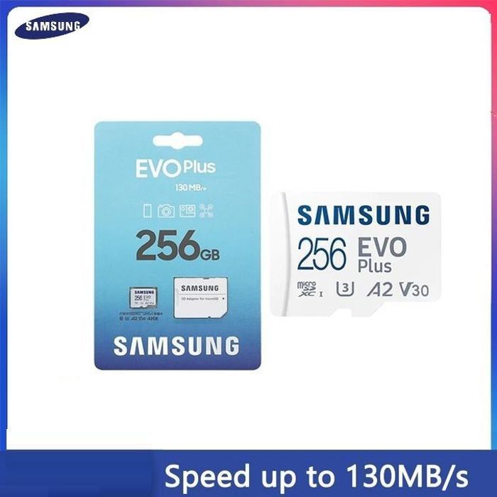 Samsung Carte memoire MicroSD Evo plus 256GB SDXC UHS-I 130MB/s U3 4K Support Dronee-Action Cam