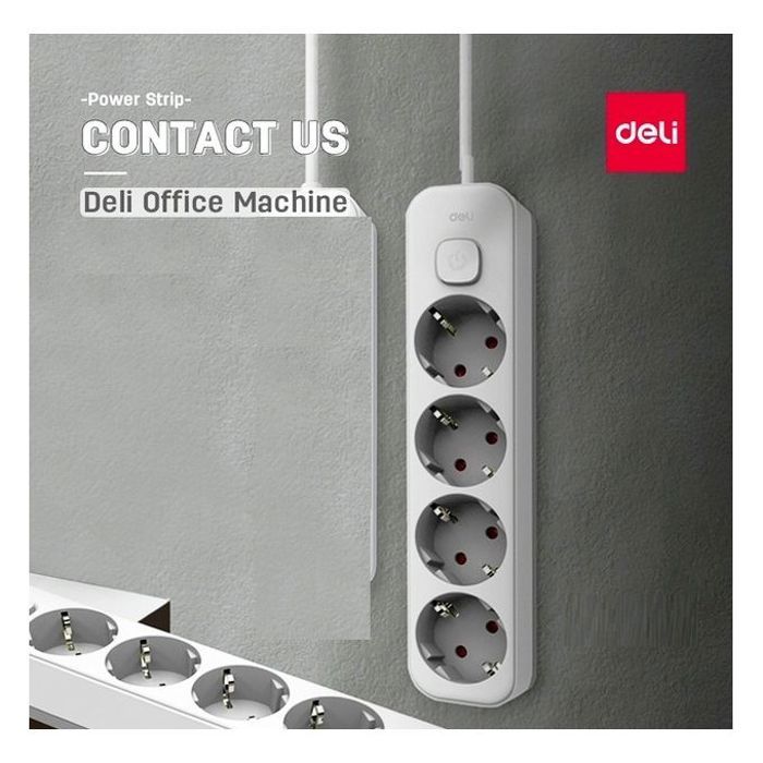Deli Rallonge Multiprise 4prises avec interrupteur câble 3M sécurité enfant 16A,3680W