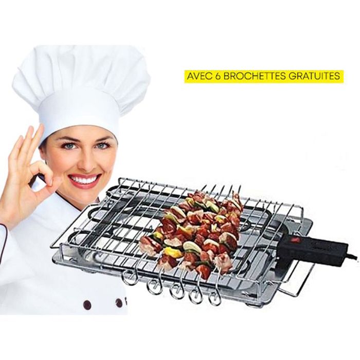 Barbecue électrique - GENERAL - Grill - 2250W - 6 brochettes - Nettoyage facile
