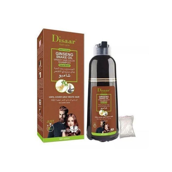 Disaar Shampoing colorant marron riche en Ginseng et huile serpent 400ml