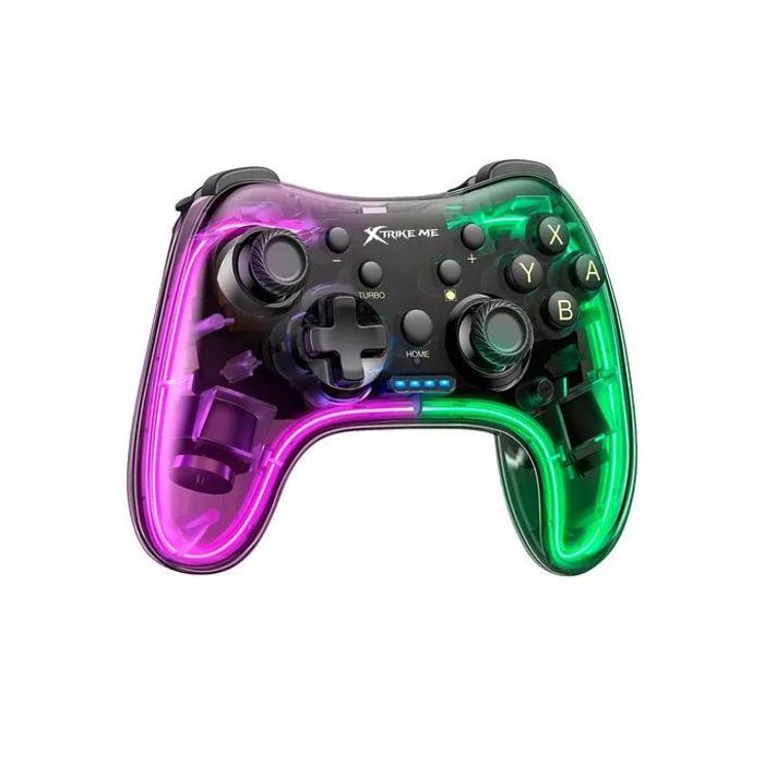 Xtrike Contrôleurs de jeu Manette RGB Colorful Glow LED pour Consoles Joystick PC Switch PS Android
