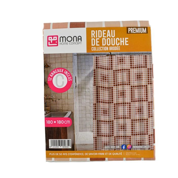 RIDEAU DOUCHE BRODEE CORIANDE 180x180CM