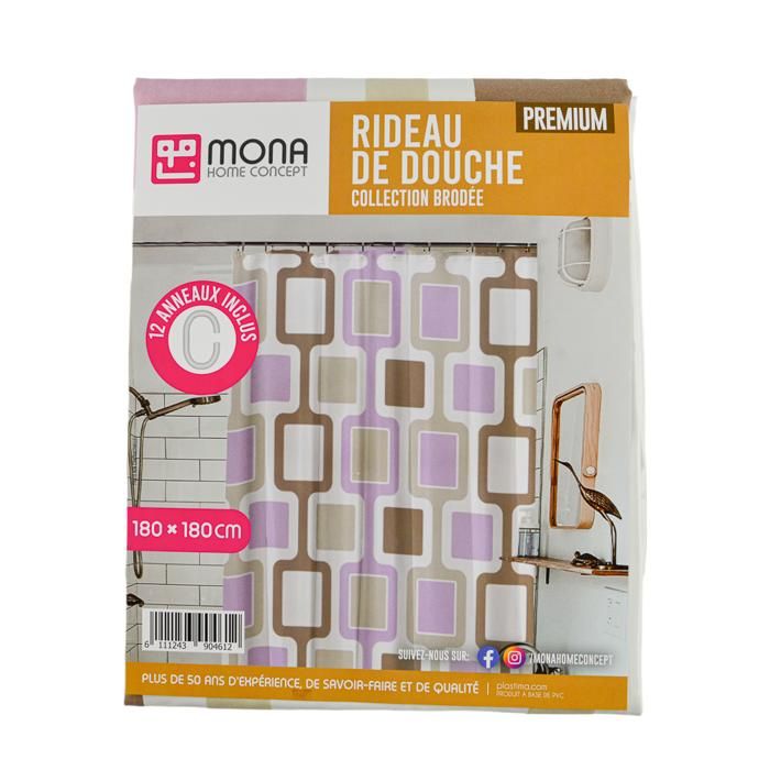 RIDEAU DOUCHE BRODEE IRELANDE 180x180CM