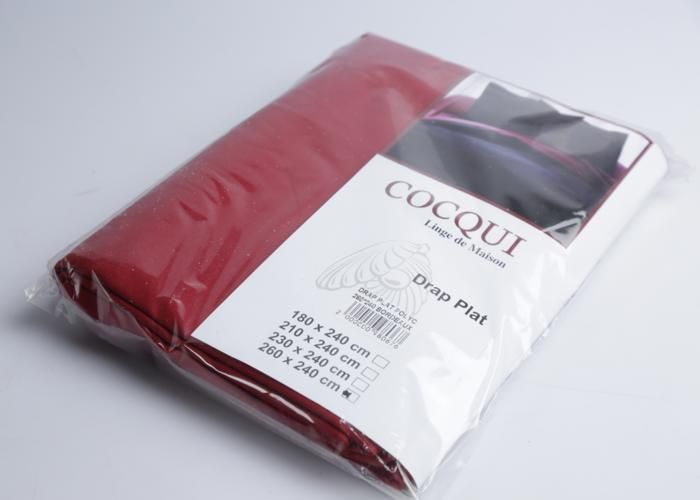 Drap plat - COCQUI - 260x240 cm - Polycoton - Rouge - Uni