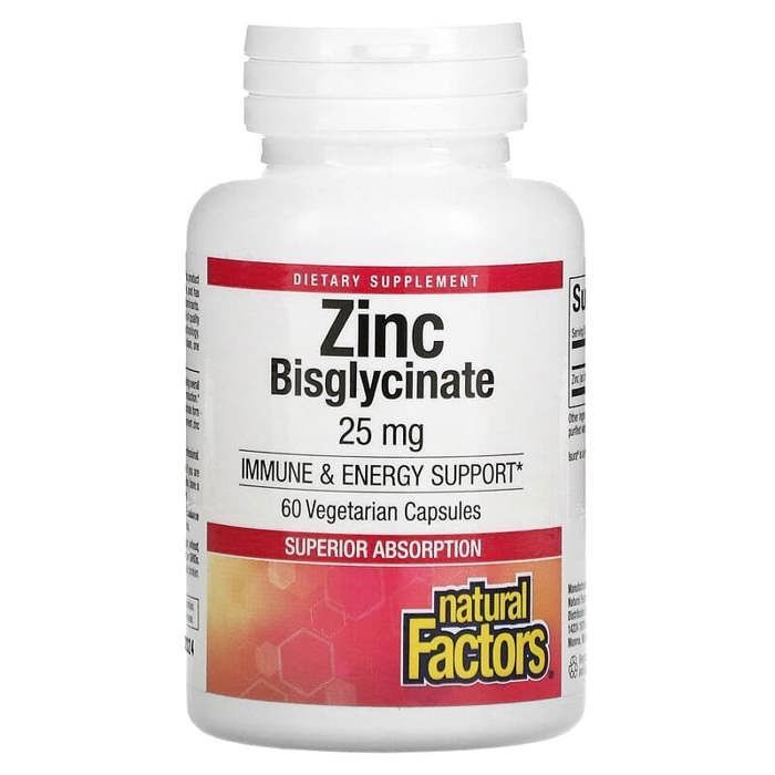 Bisglycinate de zinc, 25 mg, 60 capsules végétariennes