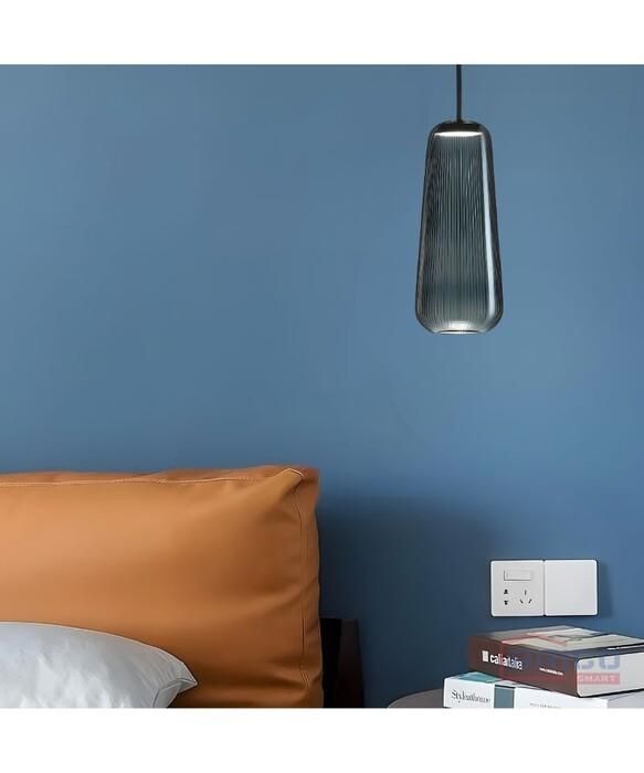 SUSPENSION LED SORYO BLEUE EN VERRE 150*400 MM 5W 3000K