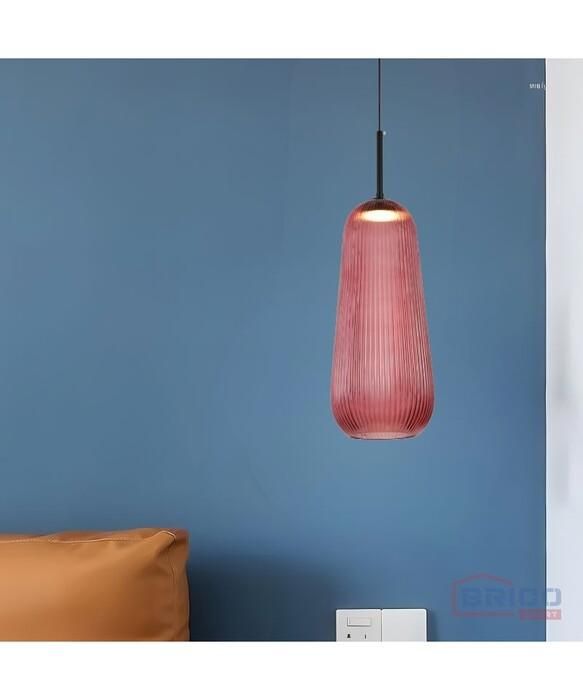 SUSPENSION LED SORYO ROUGE EN VERRE 150*400 MM 5W 3000K