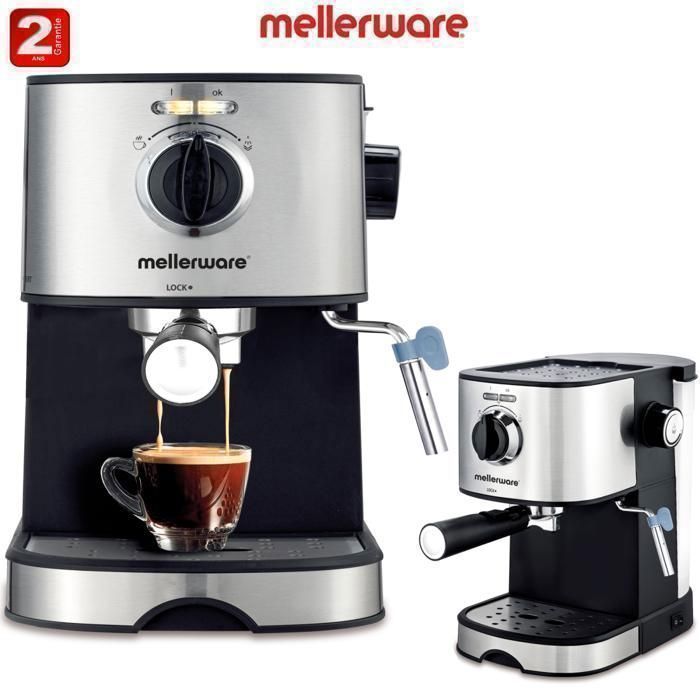 Machine à Café Expresso - MELLERWARE - CM202 - 20 Bars - Acier Inoxydable - 1 Litre